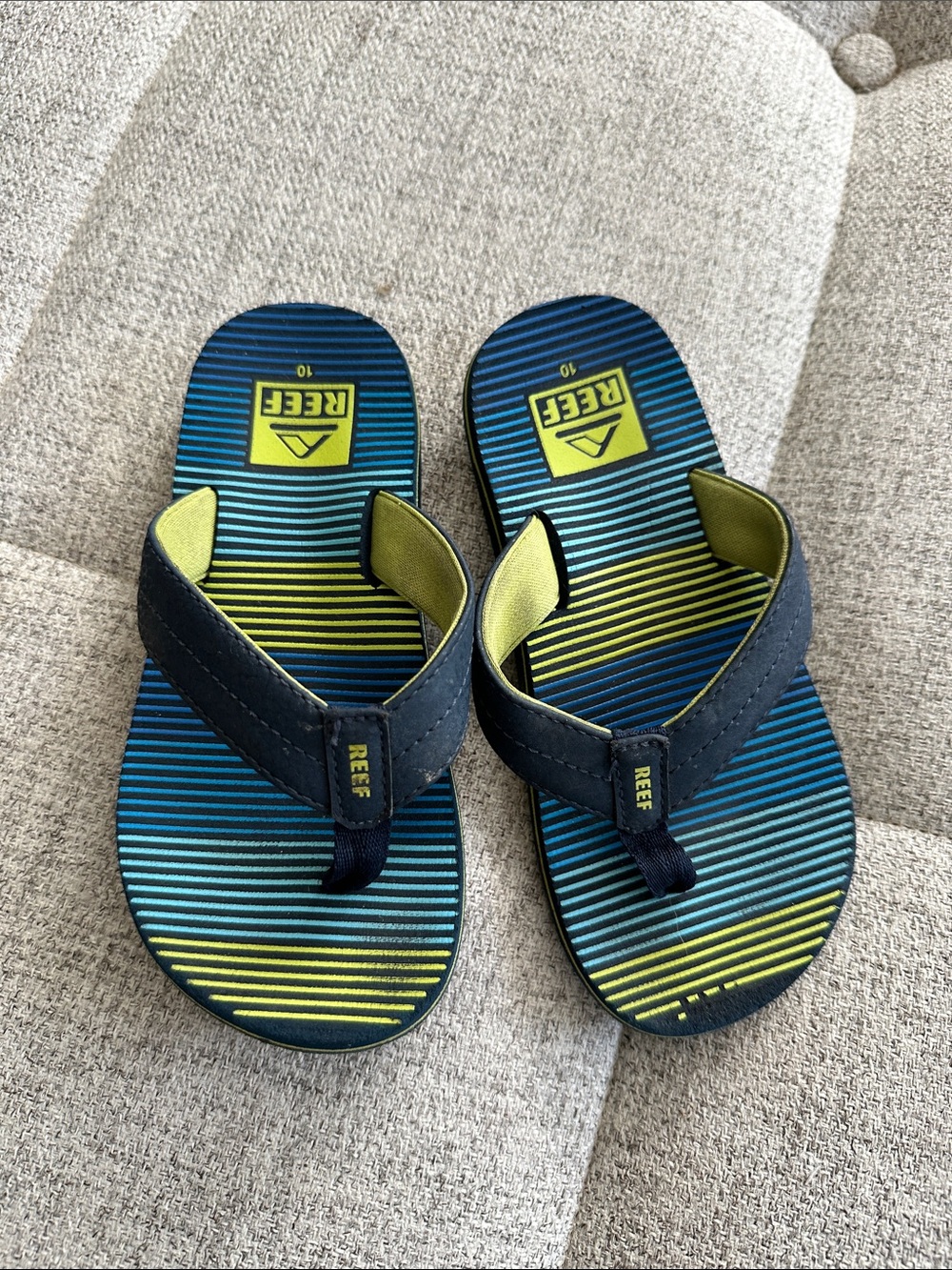 Reef Kids Blue & Green Striped Flip Flops
